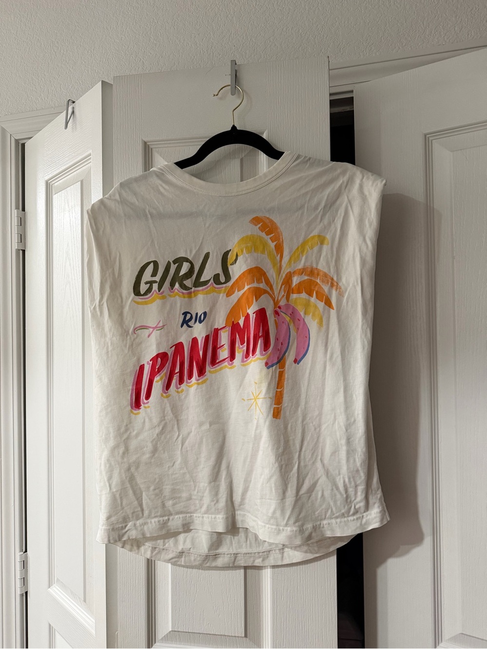 Farm Rio Graphic Tank with shoulder pads  - White